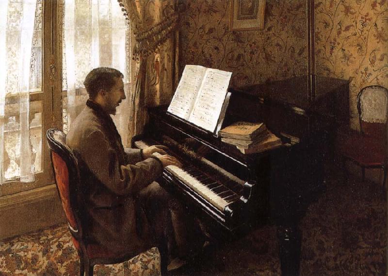 Gustave Caillebotte The young man plays the piano oil painting picture